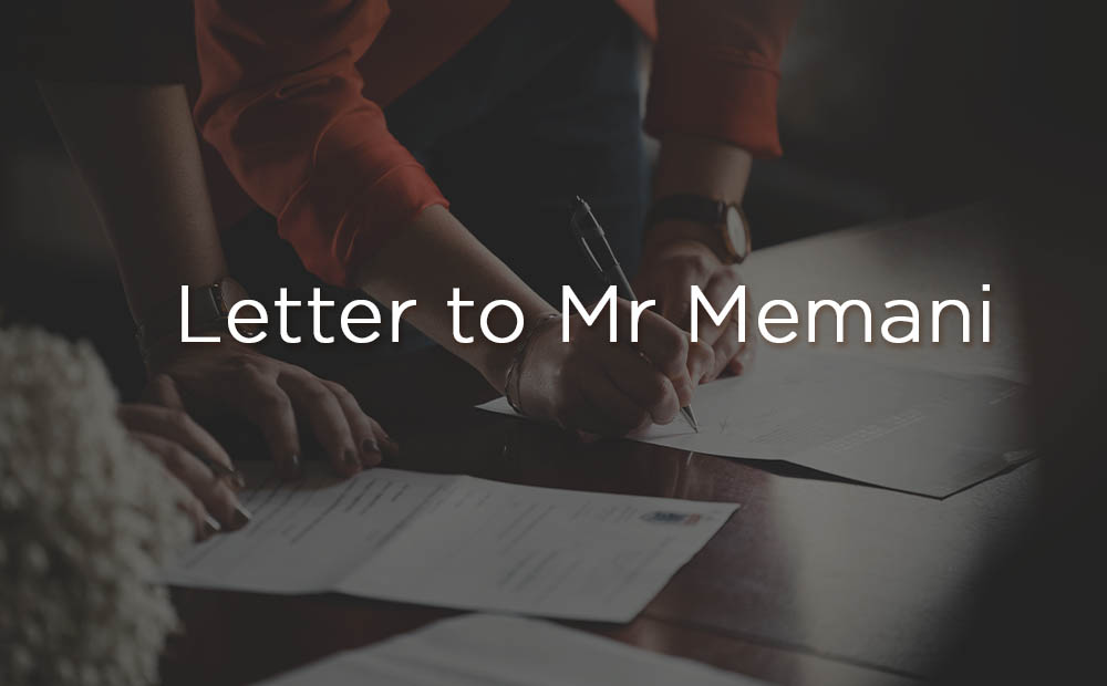 Letter To Memani