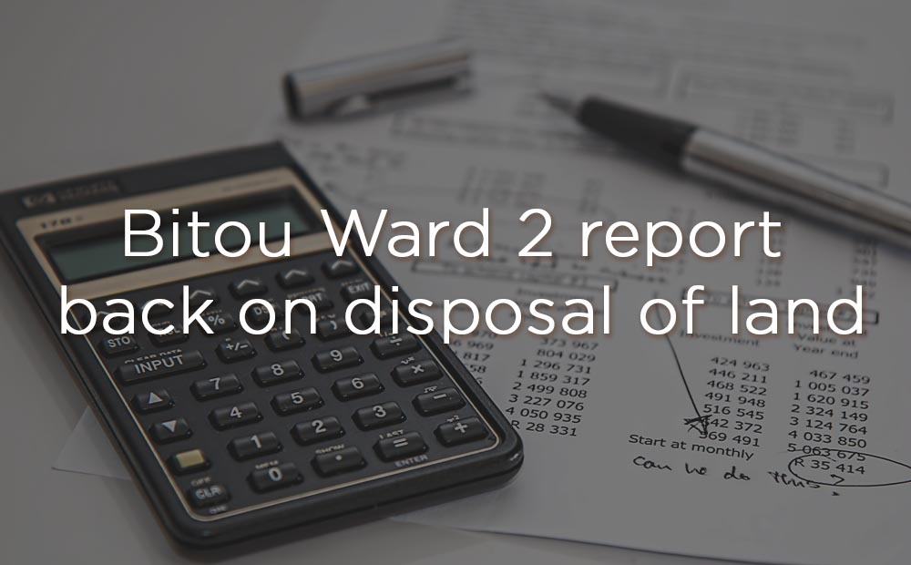Bitou Ward 2 report back on disposal of land