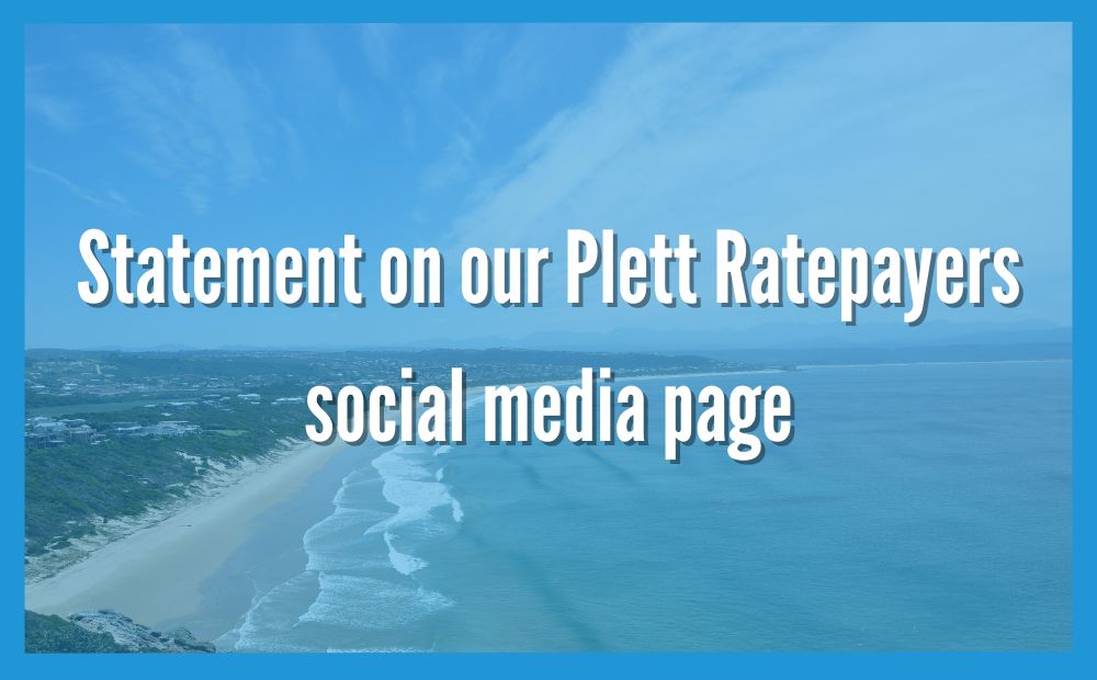 Statement on our Plett Ratepayers social media page