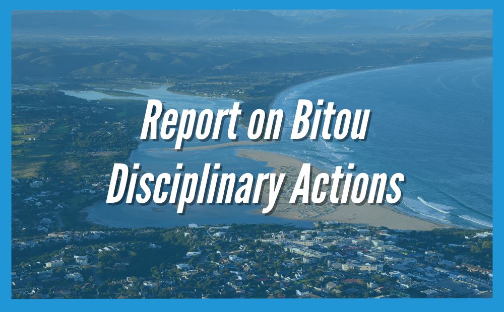 Report on Bitou Disciplinary Actions