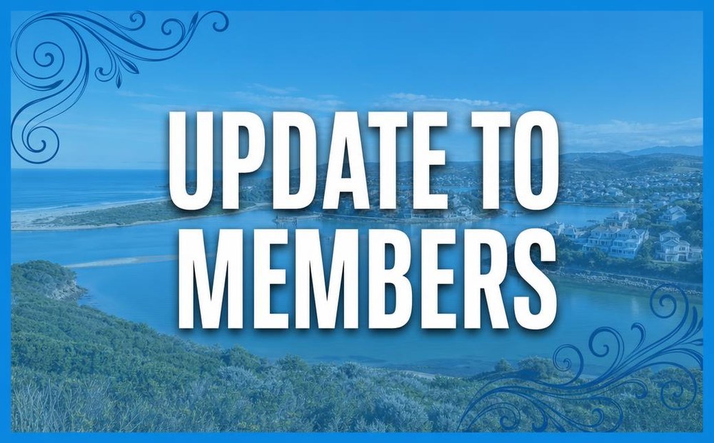 Plettenberg Bay estuary with the words Update To Members